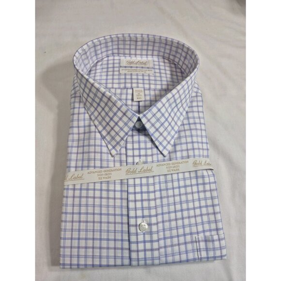 Roundtree & Yorke Other - Roundtree & Yorke Mens Dress Shirt Gold Label Size 20 36-37 White Blue Pur  (01)